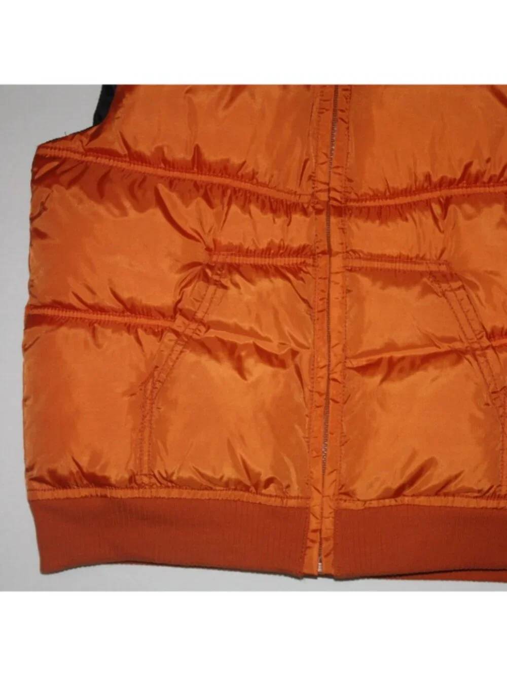 Gymboree Football Champ Boy's Bright Orange Hooded Puffer Vest size Medium 7-8
